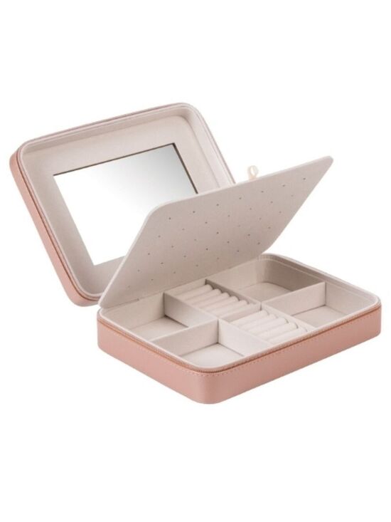 Heidi & Oak Handbags - HEIDI & OAK LARGE PINK LEATHER JEWELRY ORGANIZER WITH MIRROR AND POUCH